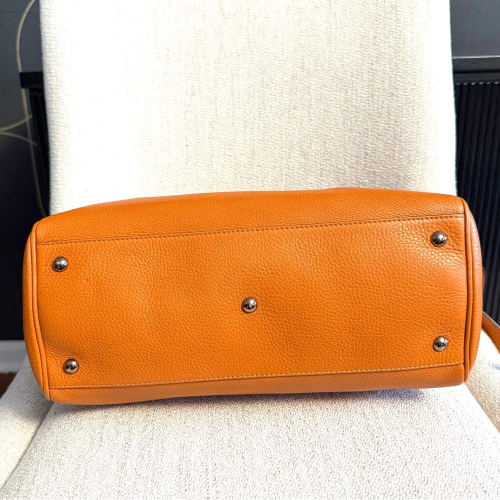 Gucci authentic satchel bag orange leather black bamboo handles with a strap - Picture 9 of 16